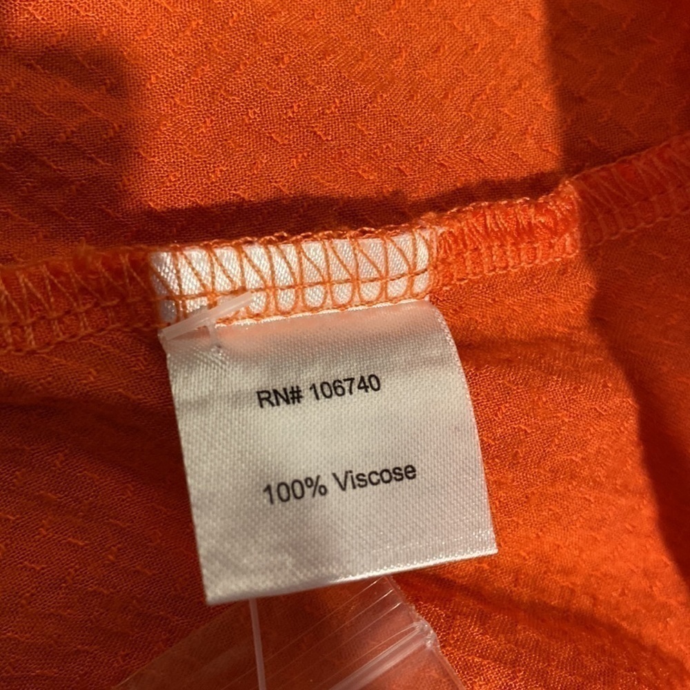 O womens NorthStyle casual solid orange button up 3/4 sleeve plus size shirt 3X - Picture 5 of 5